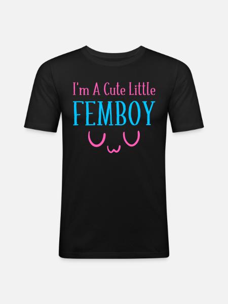 I'm a cute little femboy UwU Crossdressing - Men's Slim Fit T-Shirt - black