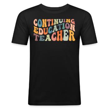 Groovy Teacher Training Lecturer - Men's Slim Fit T-Shirt - black - Front - Nik (191cm)