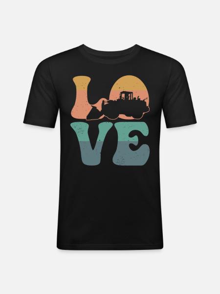Bulldozer Truck Construction Vehicle - Men's Slim Fit T-Shirt - black