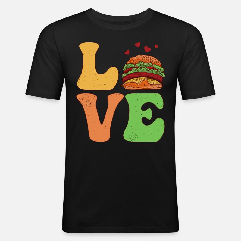 Burger Hamburger - Männer Slim Fit T-Shirt - Schwarz