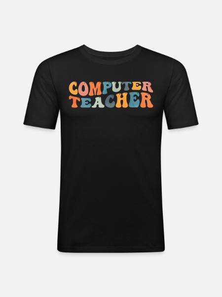 Groovy Computer Teacher Lessons - Men's Slim Fit T-Shirt - black