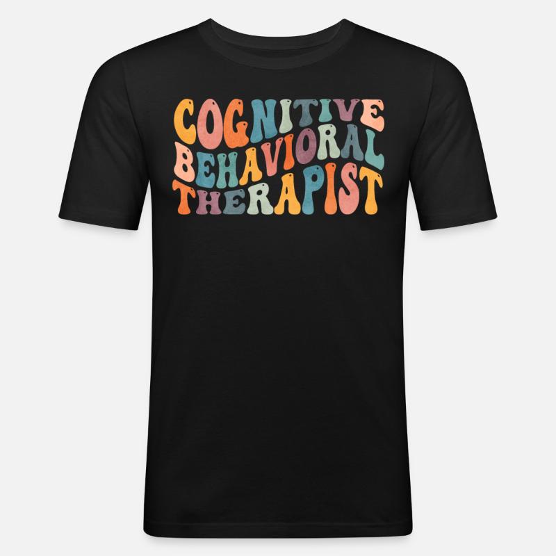 Groovy Cognitive-Behavioral Therapy (CBT) - Men's Slim Fit T-Shirt - black
