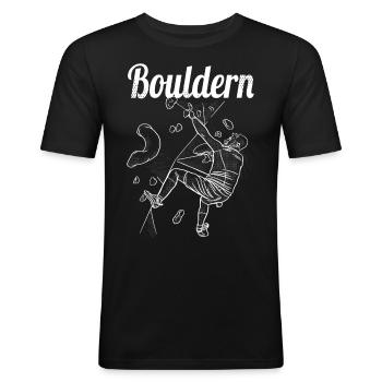 Bouldern Boulder Klettern Boulderer Bouldering - Männer Slim Fit T-Shirt - Schwarz - Vorne - Nik (191cm)