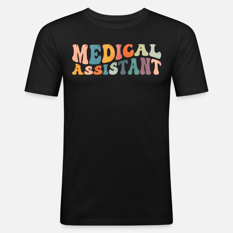 Groovy Medizinischer Assistent MA Krankenschwester - Männer Slim Fit T-Shirt - Schwarz