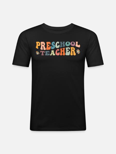 Groovy Preschool Teacher Kindergarten Teaching - Men's Slim Fit T-Shirt - black