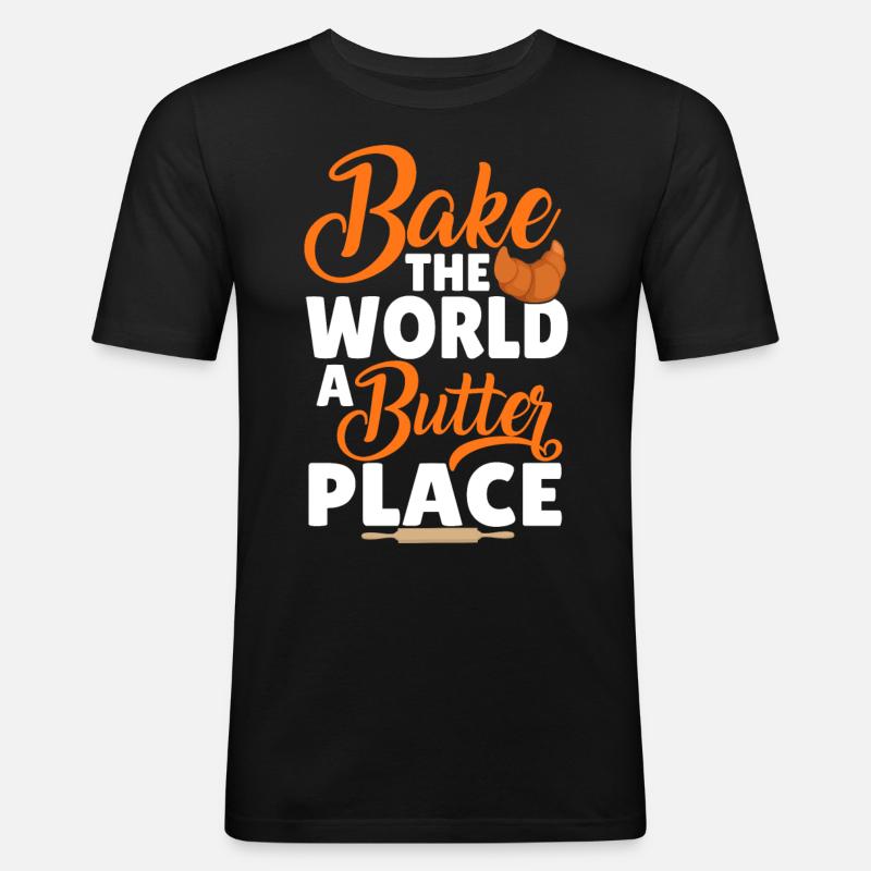 Lustiger Brotbacken-Bäcker - Männer Slim Fit T-Shirt - Schwarz