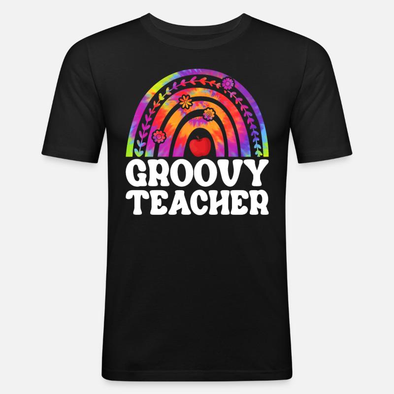 Hippie Frieden Liebe Lehre - Männer Slim Fit T-Shirt - Schwarz