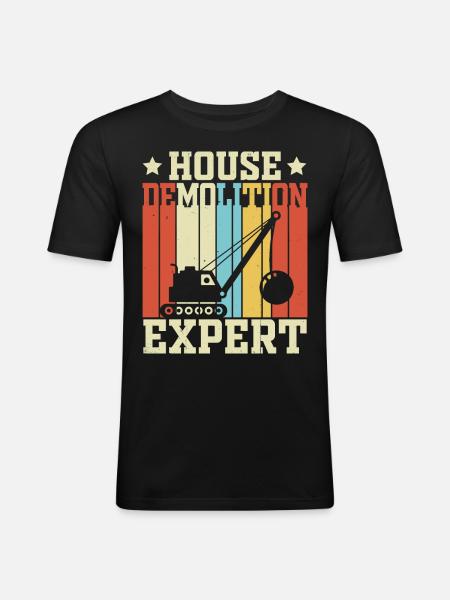 Funny Wrecking Ball Crane - Men's Slim Fit T-Shirt - black