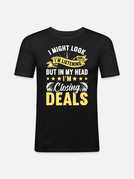 Lustiger Versicherungsmakler - Männer Slim Fit T-Shirt - Schwarz