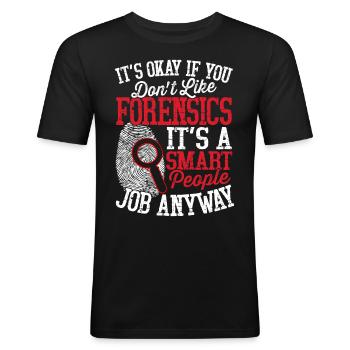 Coroner drôle - T-shirt près du corps Homme - noir - Devant - Nik (191cm)