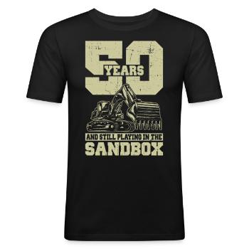 50 Geburtstag Baggerfahrer - Männer Slim Fit T-Shirt - Schwarz - Vorne - Nik (191cm)