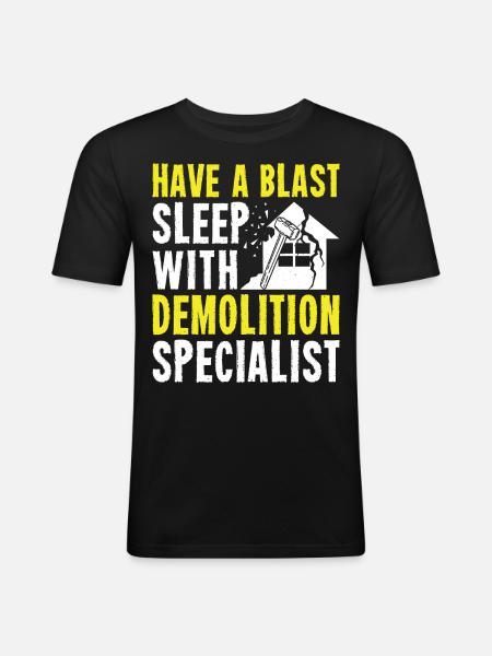 Fun day of house demolition - Men's Slim Fit T-Shirt - black