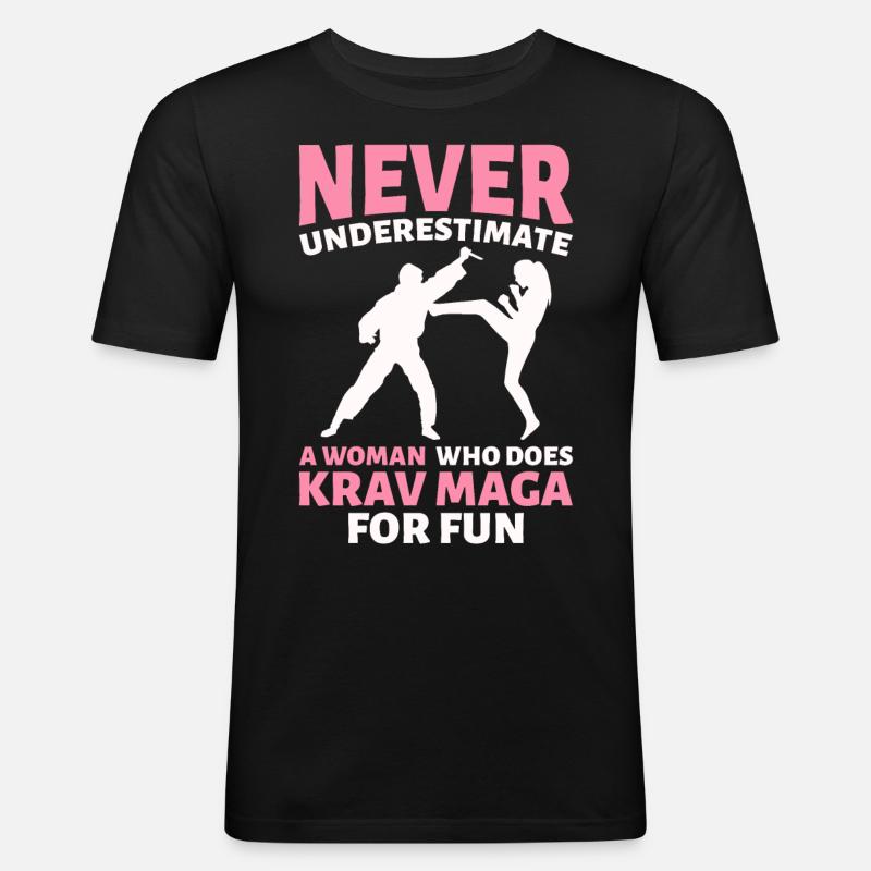Krav Maga Kampfkunst - Männer Slim Fit T-Shirt - Schwarz
