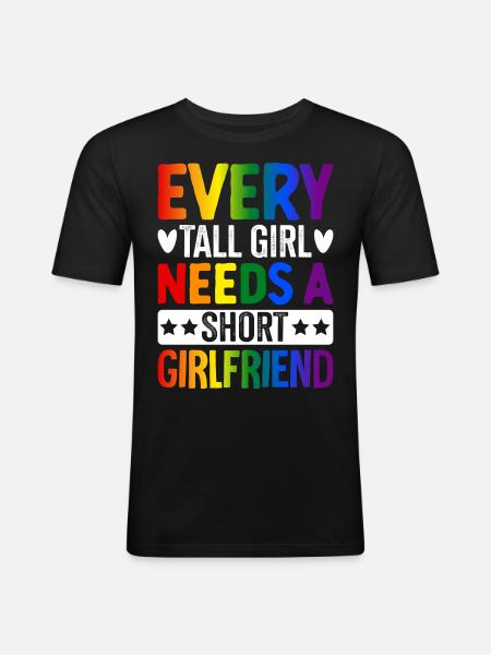 Lesbian LGBTQ Girl - Men's Slim Fit T-Shirt - black