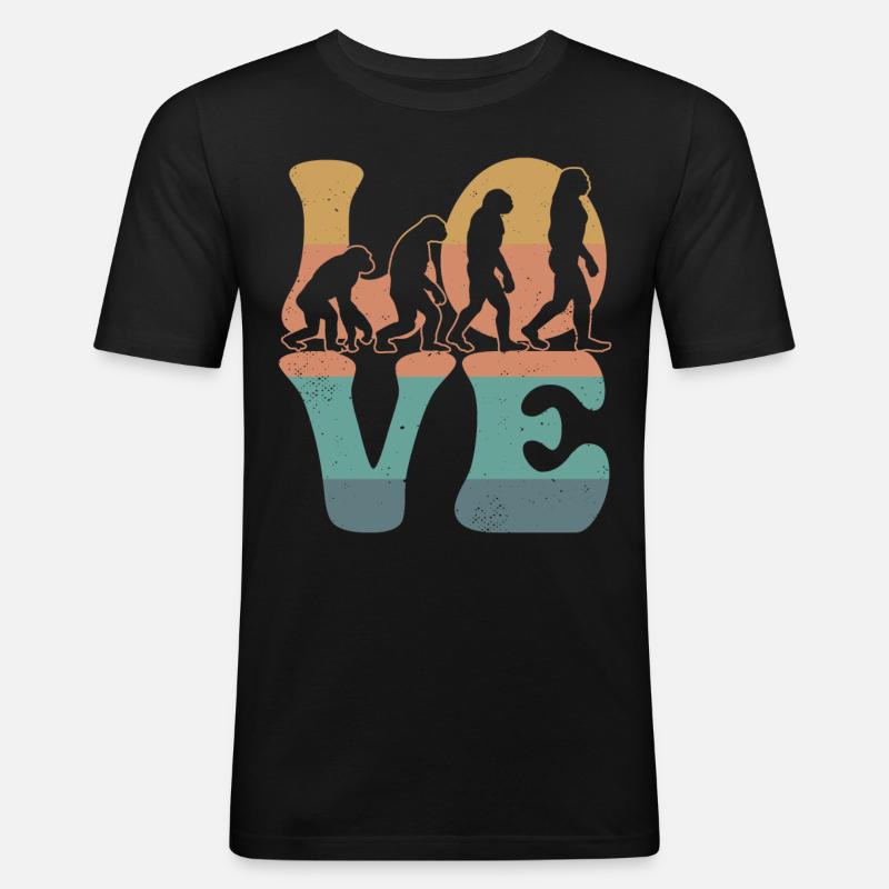 Charles Darwin Evolutionstheorie LIEBE - Männer Slim Fit T-Shirt - Schwarz