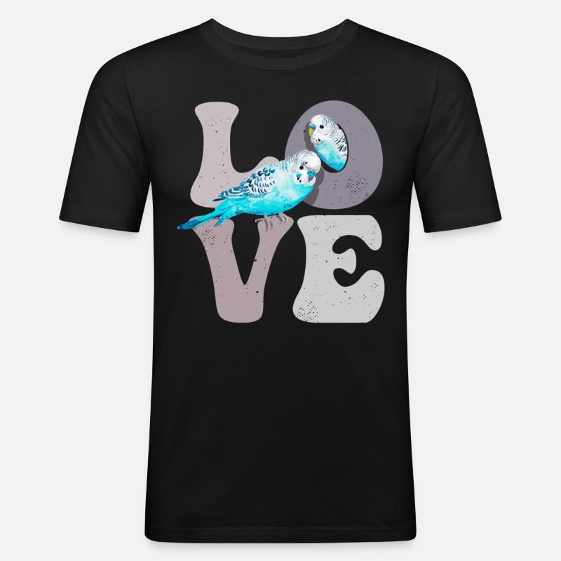 Perruche Perroquet Perruche AMOUR - T-shirt près du corps Homme - noir