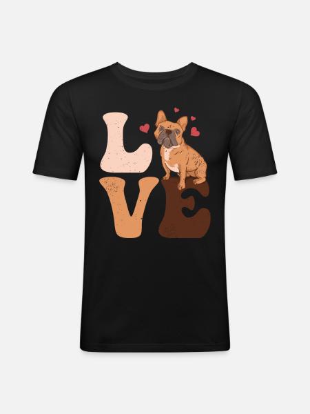 Bulldog Dog LOVE - Men's Slim Fit T-Shirt - black