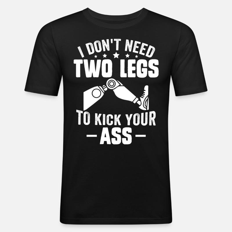 Beinprothese Amputierter - Männer Slim Fit T-Shirt - Schwarz