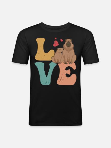 Capybara Capibara LOVE - Men's Slim Fit T-Shirt - black