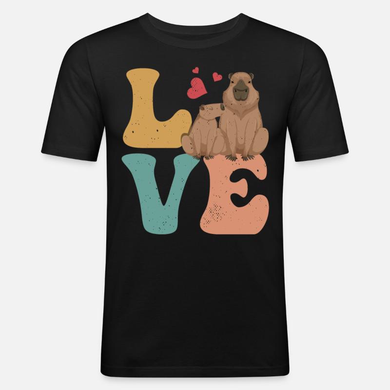 Capybara Capibara LOVE - Männer Slim Fit T-Shirt - Schwarz