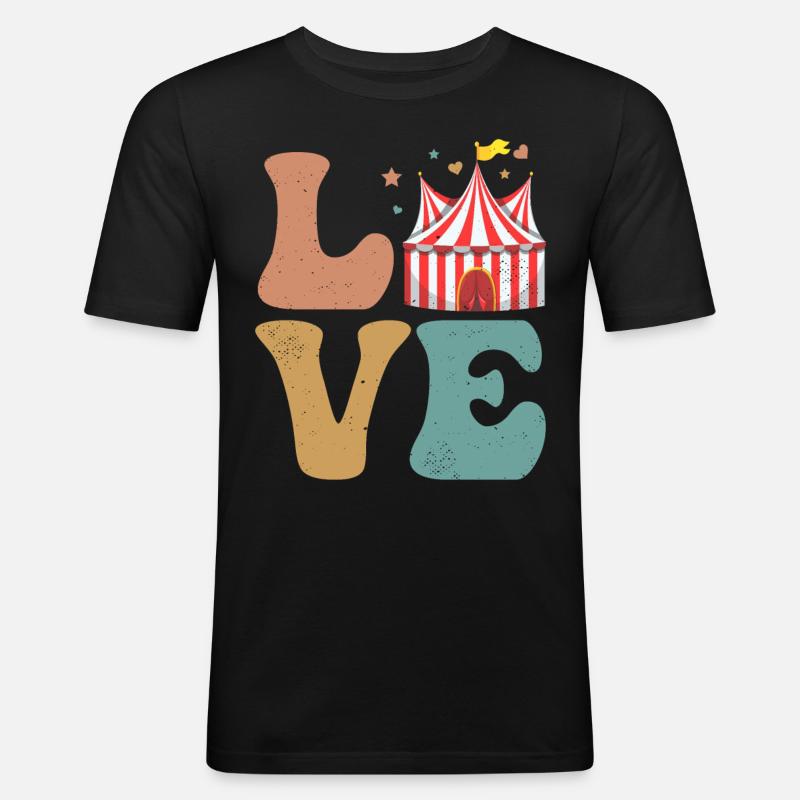 Zirkus Karneval LOVE - Männer Slim Fit T-Shirt - Schwarz