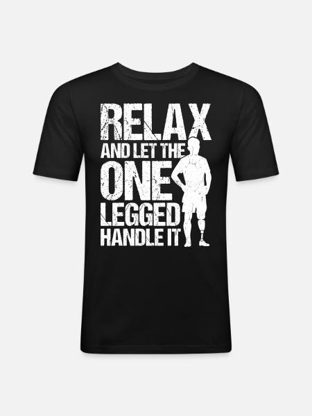 Funny prosthetic leg for amputees - Men's Slim Fit T-Shirt - black