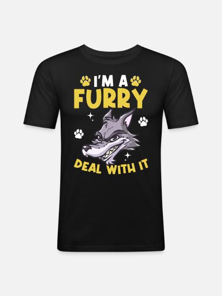 Furry Fandom Fursona Fursuit Wolf - Men's Slim Fit T-Shirt - black