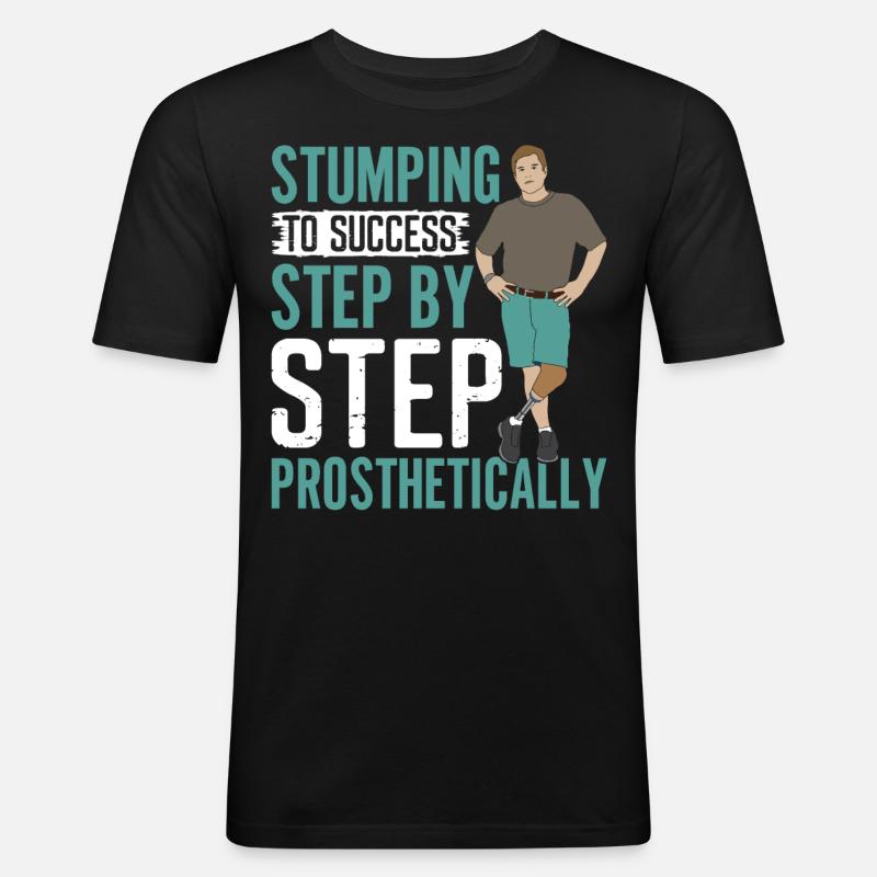Amputés de prothèses de jambe - T-shirt près du corps Homme - noir