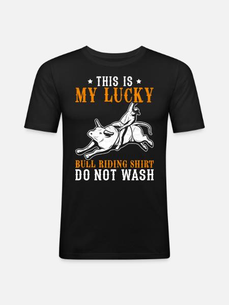 Stierreiter Cowboy - Männer Slim Fit T-Shirt - Schwarz