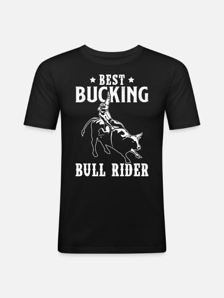 Stierreitender Cowboy - Männer Slim Fit T-Shirt - Schwarz