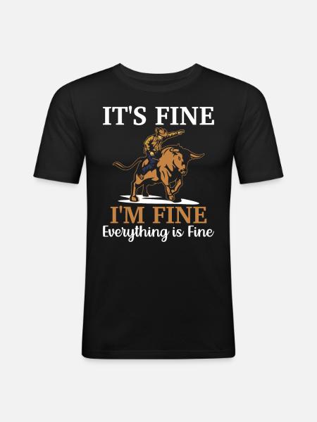 Stierreiter Stierreitender Cowboy - Männer Slim Fit T-Shirt - Schwarz
