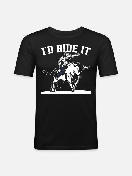 Stierreiter Stierreitender Cowboy - Männer Slim Fit T-Shirt - Schwarz