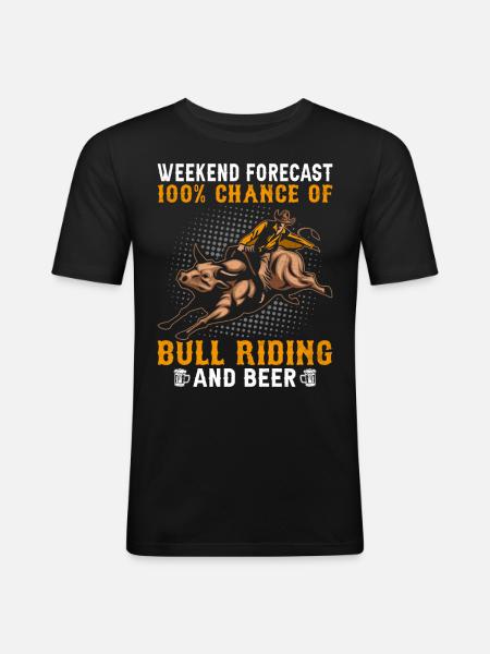 Stierreiter Cowboy - Männer Slim Fit T-Shirt - Schwarz
