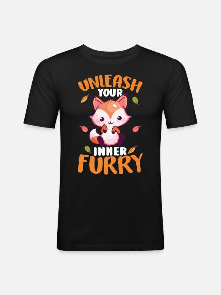 Furry Fandom Fursona Fursuit Fox - Men's Slim Fit T-Shirt - black