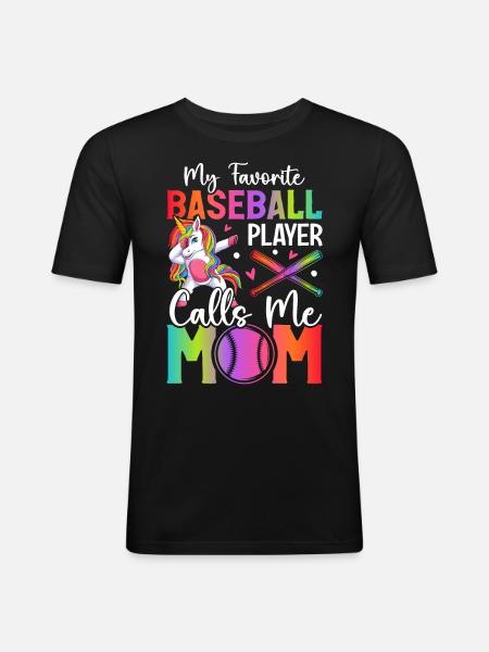 Maman de baseball - T-shirt près du corps Homme - noir
