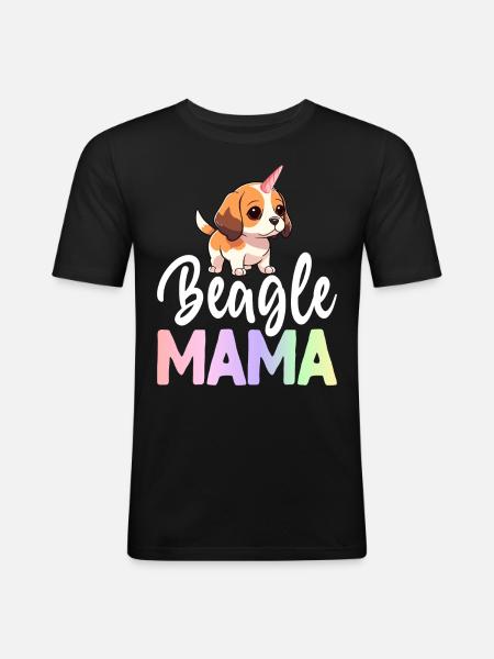 Beagle Mom Dog - Men's Slim Fit T-Shirt - black