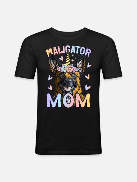 Chienne Mère Malinois Belge - T-shirt près du corps Homme - noir