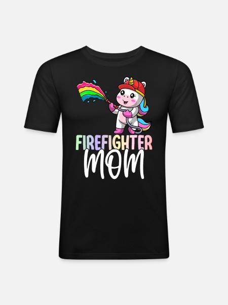 Maman pompier - T-shirt près du corps Homme - noir