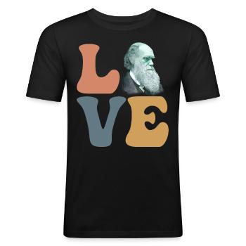 Charles Darwin Evolutionstheorie Atheist - Männer Slim Fit T-Shirt - Schwarz - Vorne - Nik (191cm)