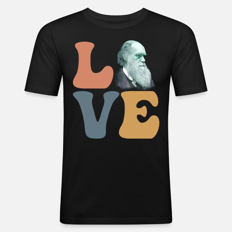 Charles Darwin Evolutionstheorie Atheist - Männer Slim Fit T-Shirt - Schwarz