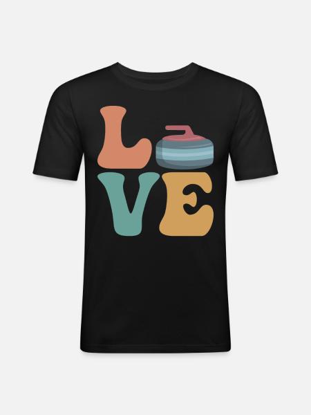 Curling Curler Stone Players - Men's Slim Fit T-Shirt - black