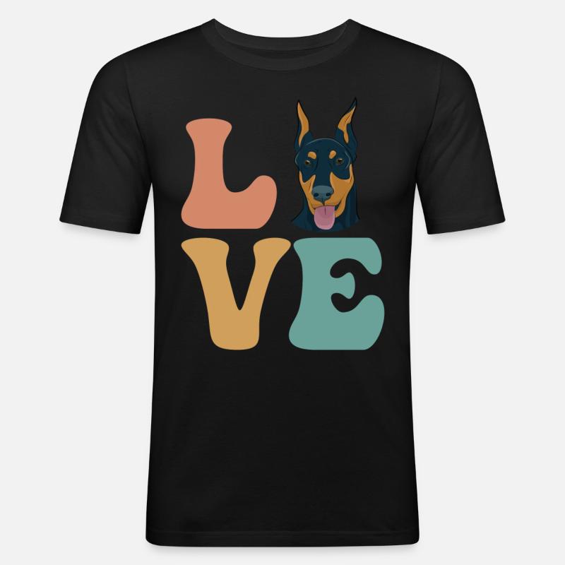 Dobermann Hund - Männer Slim Fit T-Shirt - Schwarz