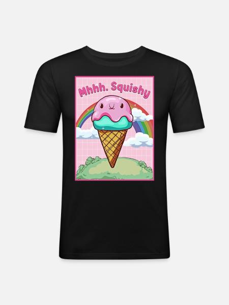 Kawaii Blobfish Ice Cream - Men's Slim Fit T-Shirt - black