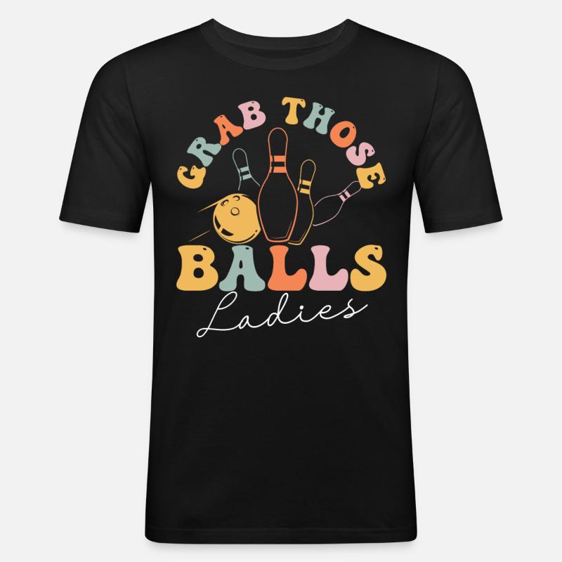Groovy Bowlingkugeln - Männer Slim Fit T-Shirt - Schwarz