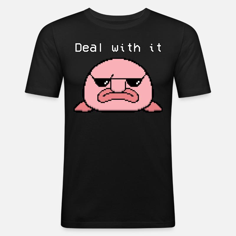 Blobfisch-Pixel - Männer Slim Fit T-Shirt - Schwarz