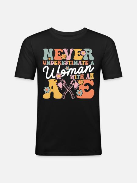 Axt werfendes Mädchen - Männer Slim Fit T-Shirt - Schwarz