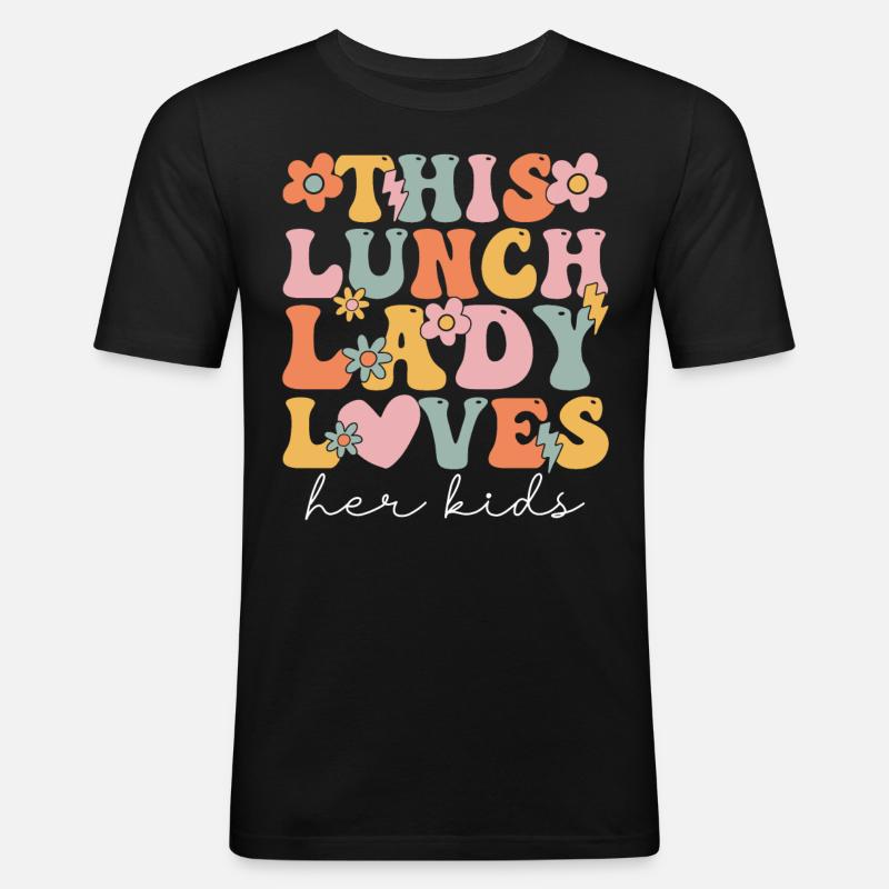 Groovy Cafeteria-Arbeiter - Männer Slim Fit T-Shirt - Schwarz