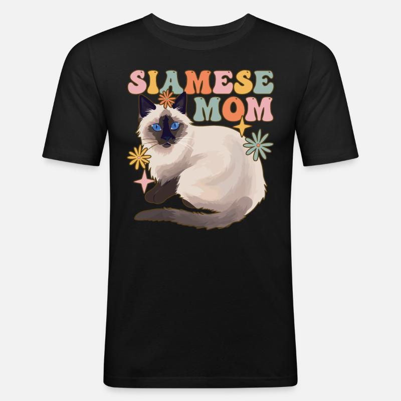 Groovy Cat Lover - Männer Slim Fit T-Shirt - Schwarz