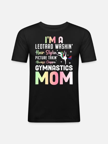 Maman gymnaste - T-shirt près du corps Homme - noir