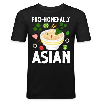 Soupe de nouilles vietnamienne Cuisine asiatique - T-shirt près du corps Homme - noir - Devant - Nik (191cm)